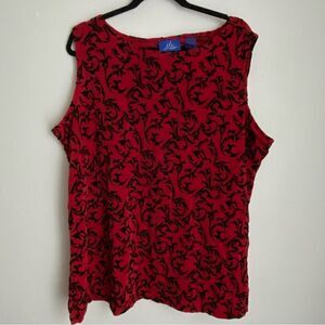 Vintage JH Collectibles Red Top with Black‎ Burnout Velvet Grunge, Layering 3X